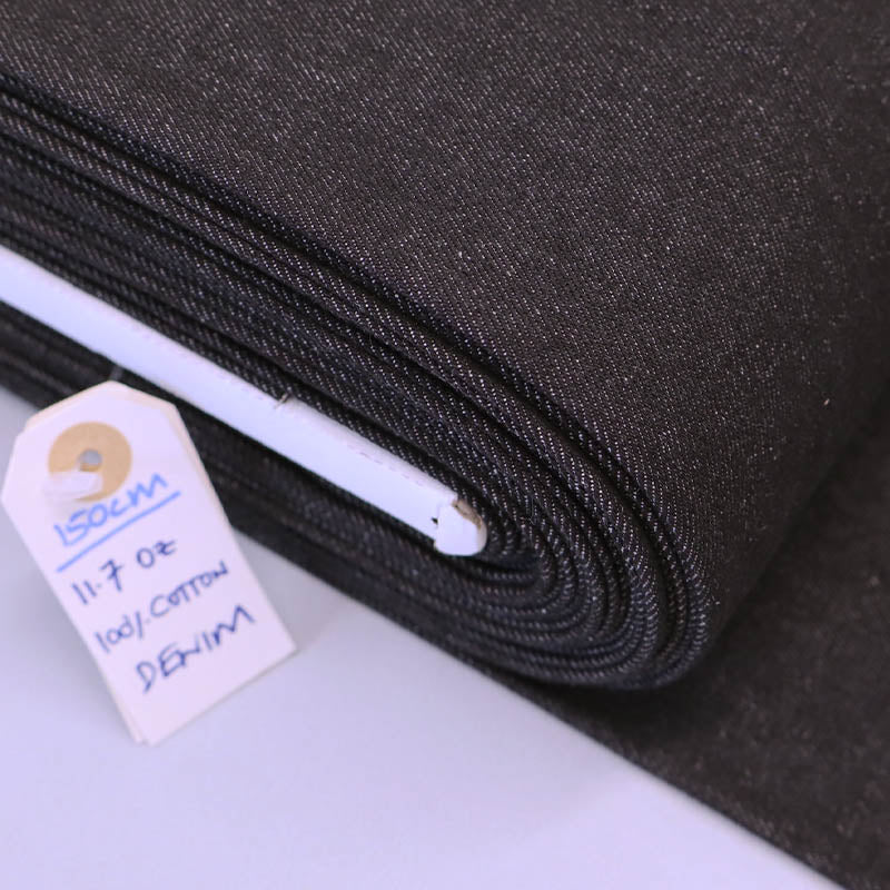 Washed 11.7oz Cotton Denim Fabric - Black