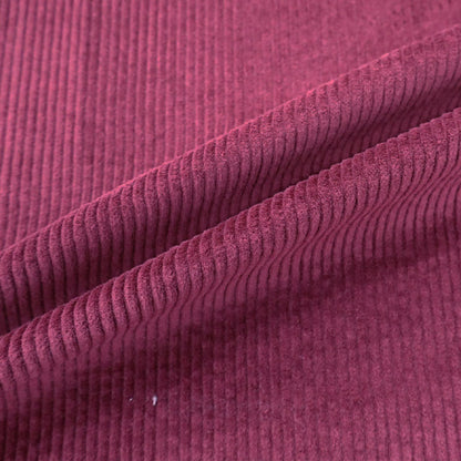 97% Cotton 3% Elastane Burgundy Stretch Corduroy Fabric Pre-washed 6 wale