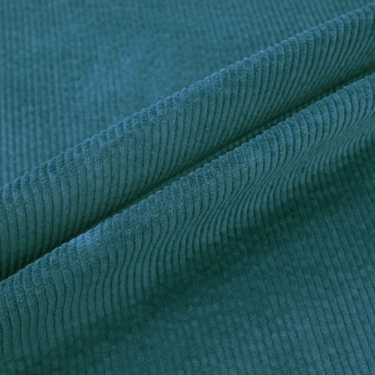 97% Cotton 3% Elastane Petrol Blueish Green Stretch Corduroy Fabric 6 wale pre-washed