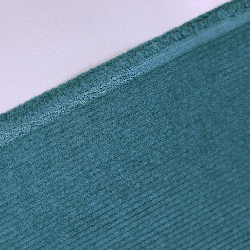 97% Cotton 3% Elastane Petrol Green Stretch Corduroy Fabric 6 wale pre-washed