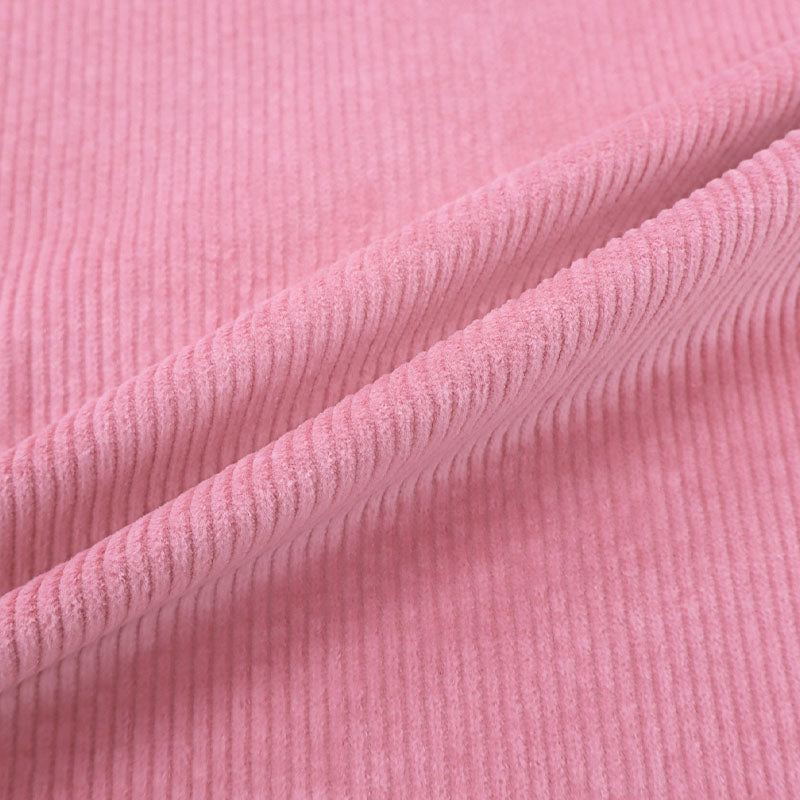 97% Cotton 3% Elastane Pink Stretch Corduroy Fabric 6 wale Pe-washed