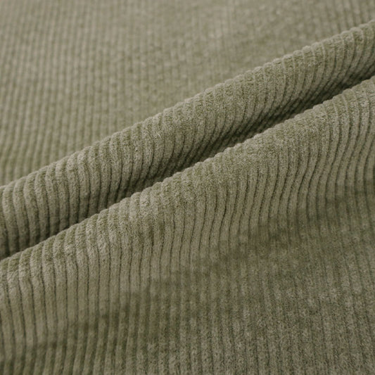 97% Cotton 3% Elastane 6 wale 
Green Stretch Pre-washed Corduroy Fabric