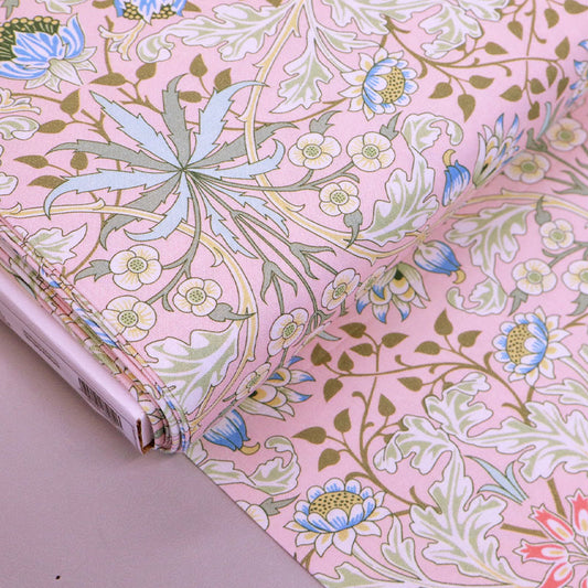 100% cotton pale pink William Morris Fabric - Hyacinth