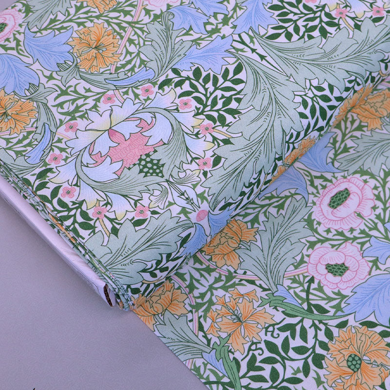 William Morris Fabric - Norwich 100% cotton green floral