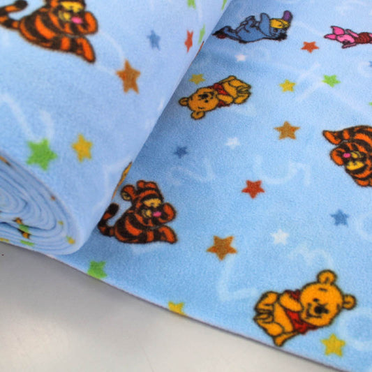 100% Polyester   Winnie The Pooh Blue Fleece Fabric