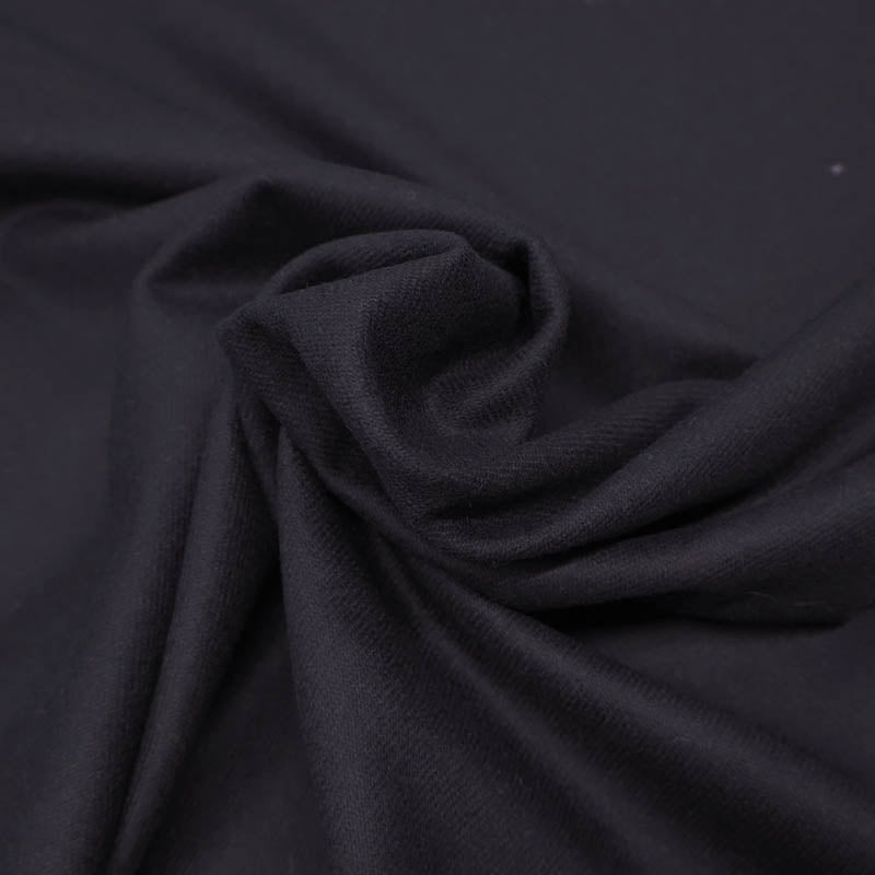 95% Merino Wool and 5% Cashmere Wool Flannel Fabric - Black