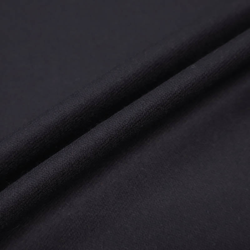 95% Merino Wool and 5% Cashmere Wool Flannel Fabric - Black