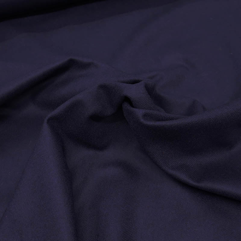 95% Wool and 5% Cashmere Wool Flannel Fabric - Navy