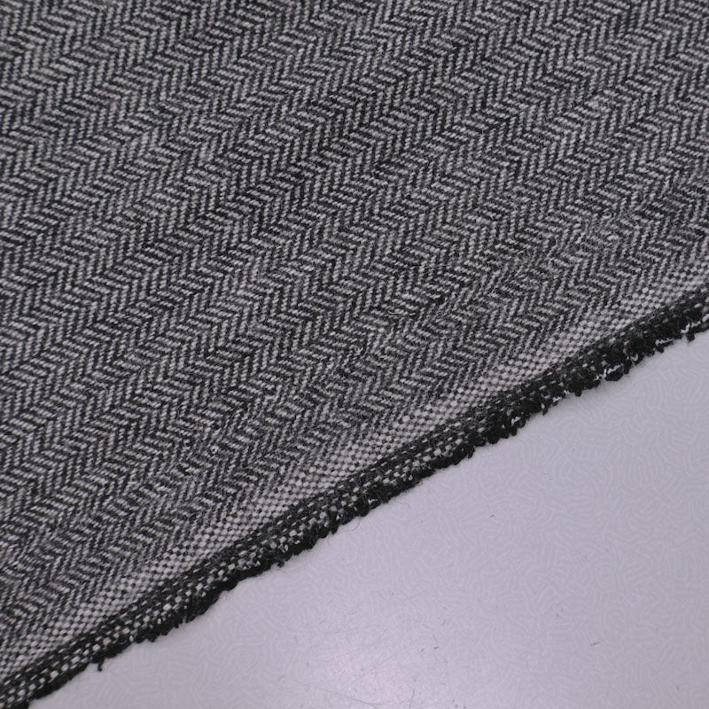 50% Wool 50% Polyester Black Herringbone Wool Blend Fabric