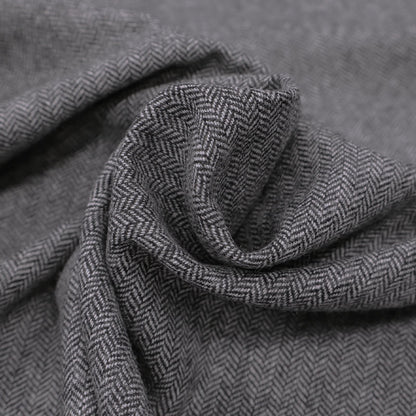 50% Wool 50% Polyester Black Herringbone Wool Blend Fabric