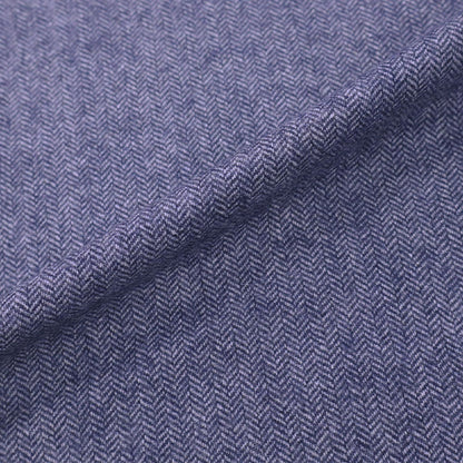 Wool and Polyester Mix - Herringbone - Blue