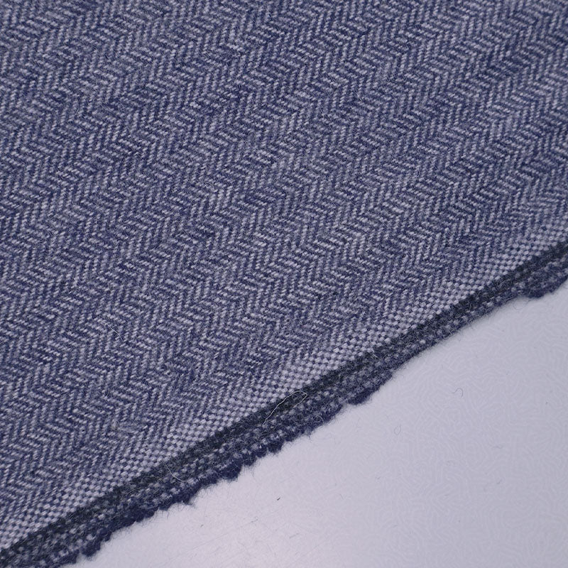 Wool and Polyester Mix - Herringbone - Blue