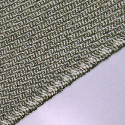 50% Wool 50% Polyester Green Herringbone Wool Blend Fabric