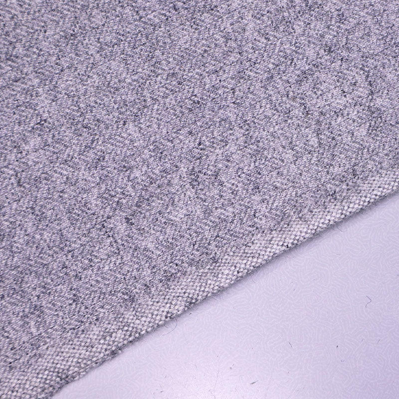 50% Wool 50% Polyester Pale Grey Herringbone Wool Blend Fabric