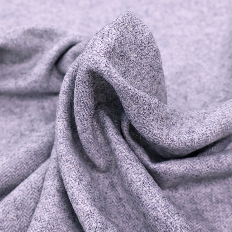 50% Wool 50% Polyester Pale Grey Herringbone Wool Blend Fabric