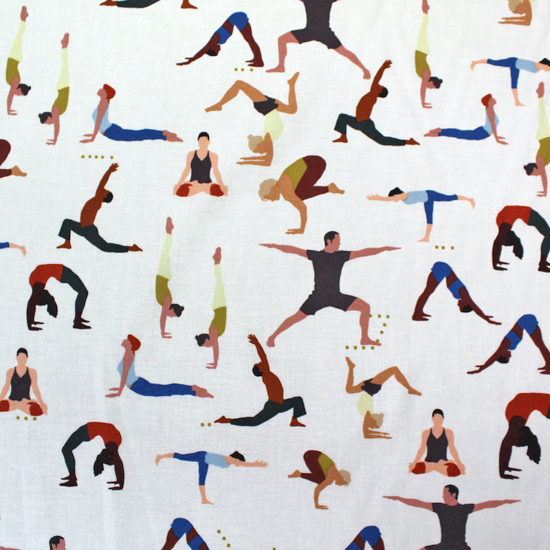 Alexander Henry Fabric | Namaste Yoga Print | White Cotton – Fabrics Galore