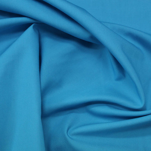 Plain Blue Cotton Poplin - Aqua Marine - Fabrics Galore