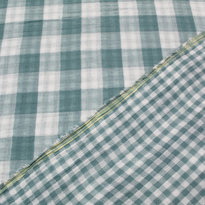 Duck Egg Blue Gingham Double Gauze Fabric