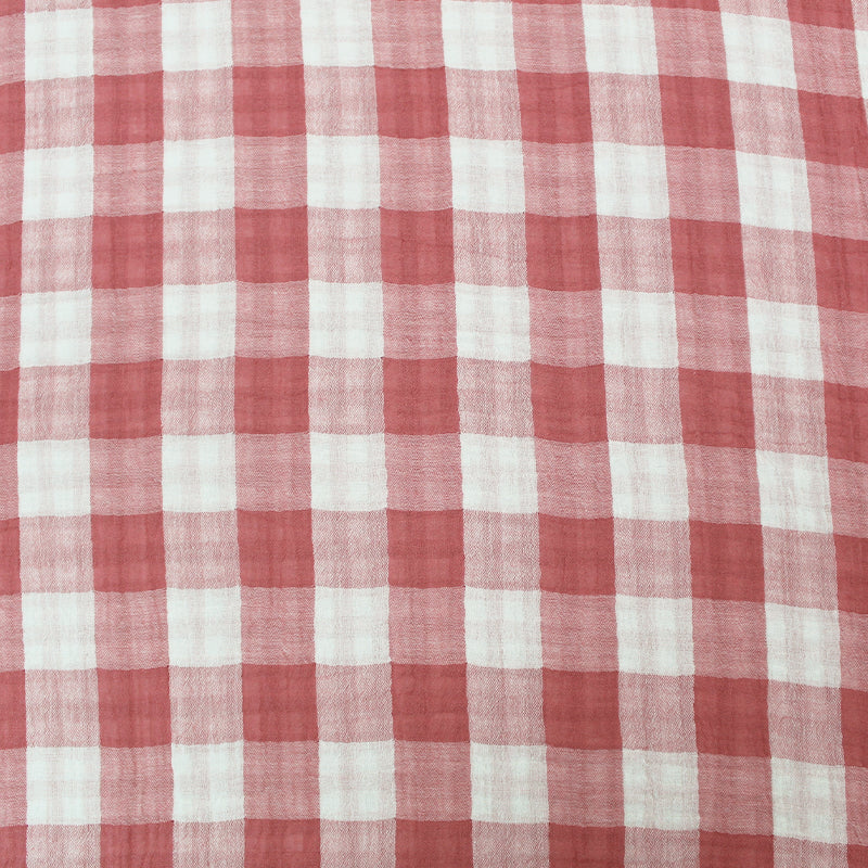 Rose Pink Gingham Double Gauze Fabric