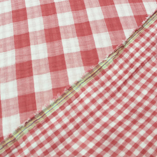 Rose Pink Gingham Double Gauze Fabric