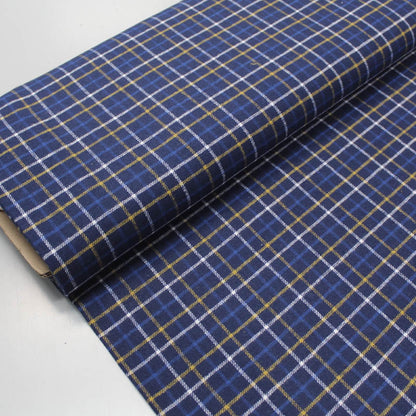 Dressmaking Blue Check Brushed Cotton Flannel Fabric