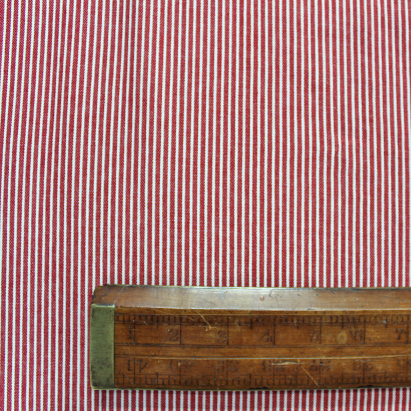 Dressmaking Cotton Denim Hickory Stripe - Pink and White