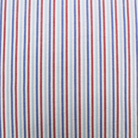 Dressmaking Cotton Seersucker Stripe - Red, White and Blue