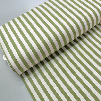 Dressmaking Cotton Twill - Medium Stripe - Green and White