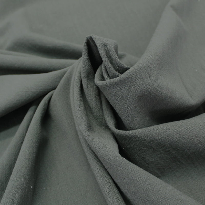 Khaki Green Stonewashed Cotton Fabric