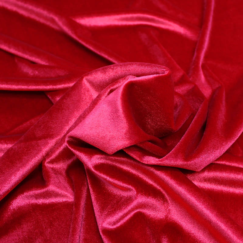 Red Stretch Velvet Dressmaking Fabric | Fabrics Galore