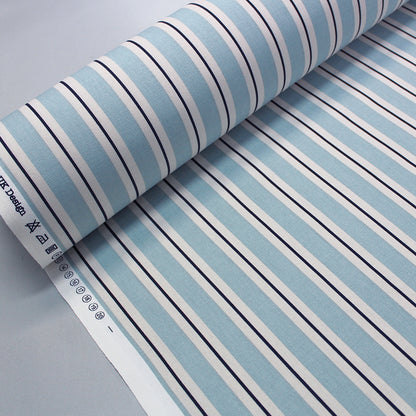 Powder Blue and Navy Stripe Furnishing Fabric