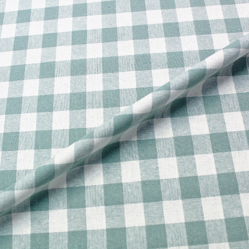 Linen Blend Duck Egg Blue Gingham Fabric | Fabrics Galore