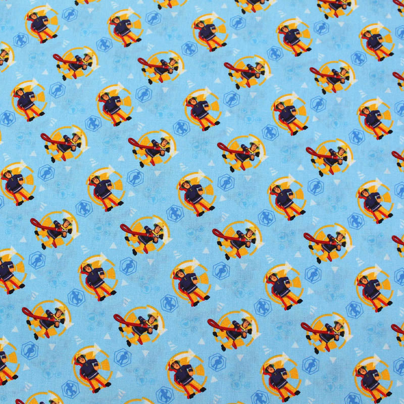 Fireman Sam Print Blue Children's Fabric