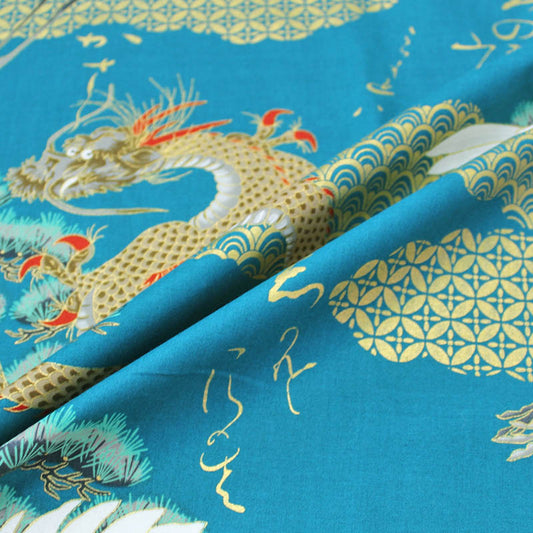Printed Cotton - The Tale of the Golden Dragon and the Crane