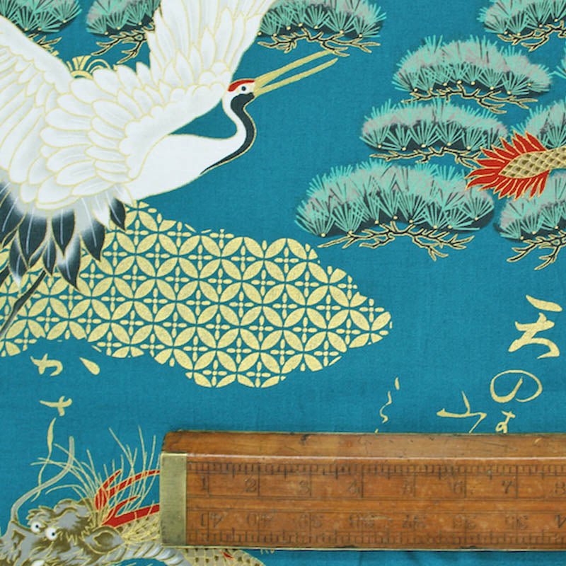 Printed Cotton - The Tale of the Golden Dragon and the Crane