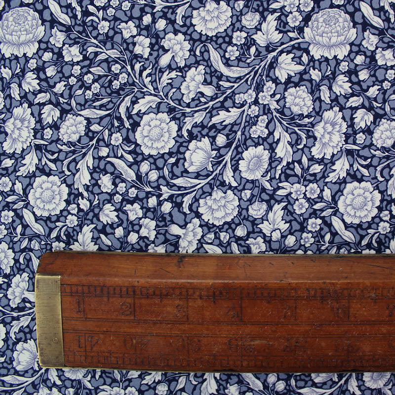 Printed Navy Blue Floral Cotton - Diana