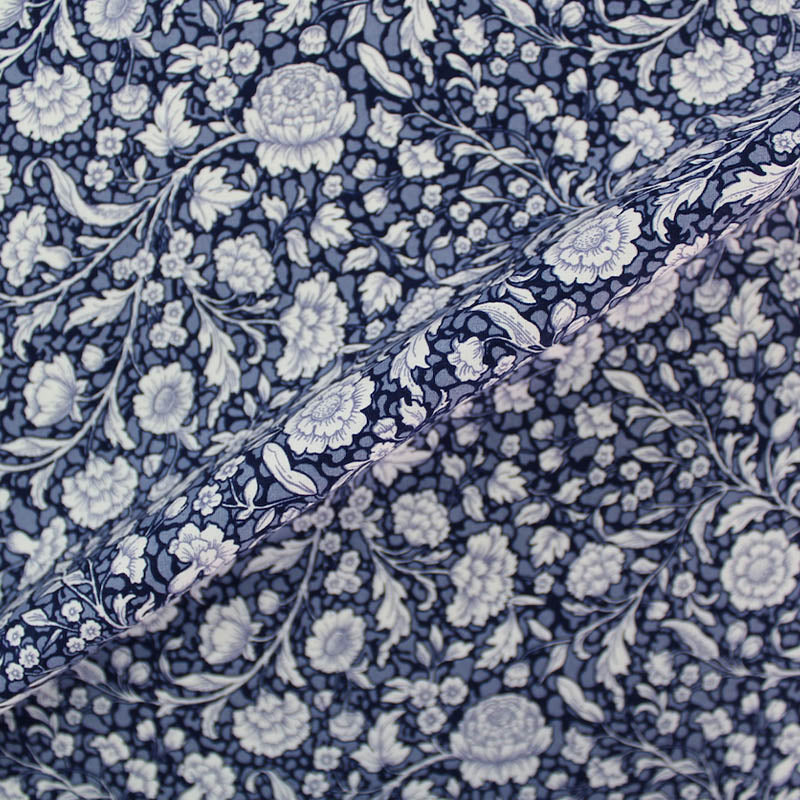 Printed Navy Blue Floral Cotton - Diana