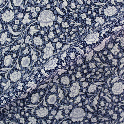 Printed Navy Blue Floral Cotton - Diana