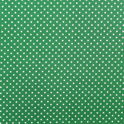 Polka Dot Cotton - Forest Green with White Spots