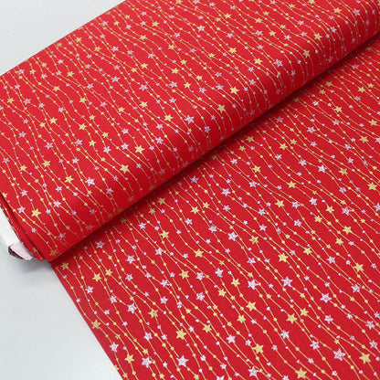 Red Christmas Craft Cotton - Star Trails