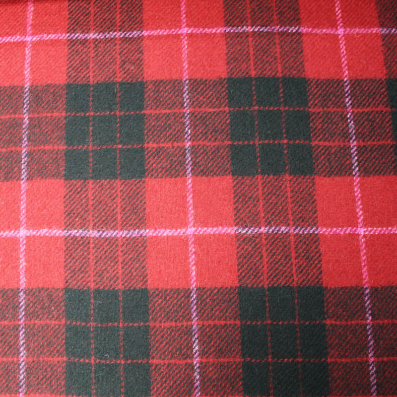 100% Wool Check Fabric | Red, Black and Hint of Pink | Fabrics Galore